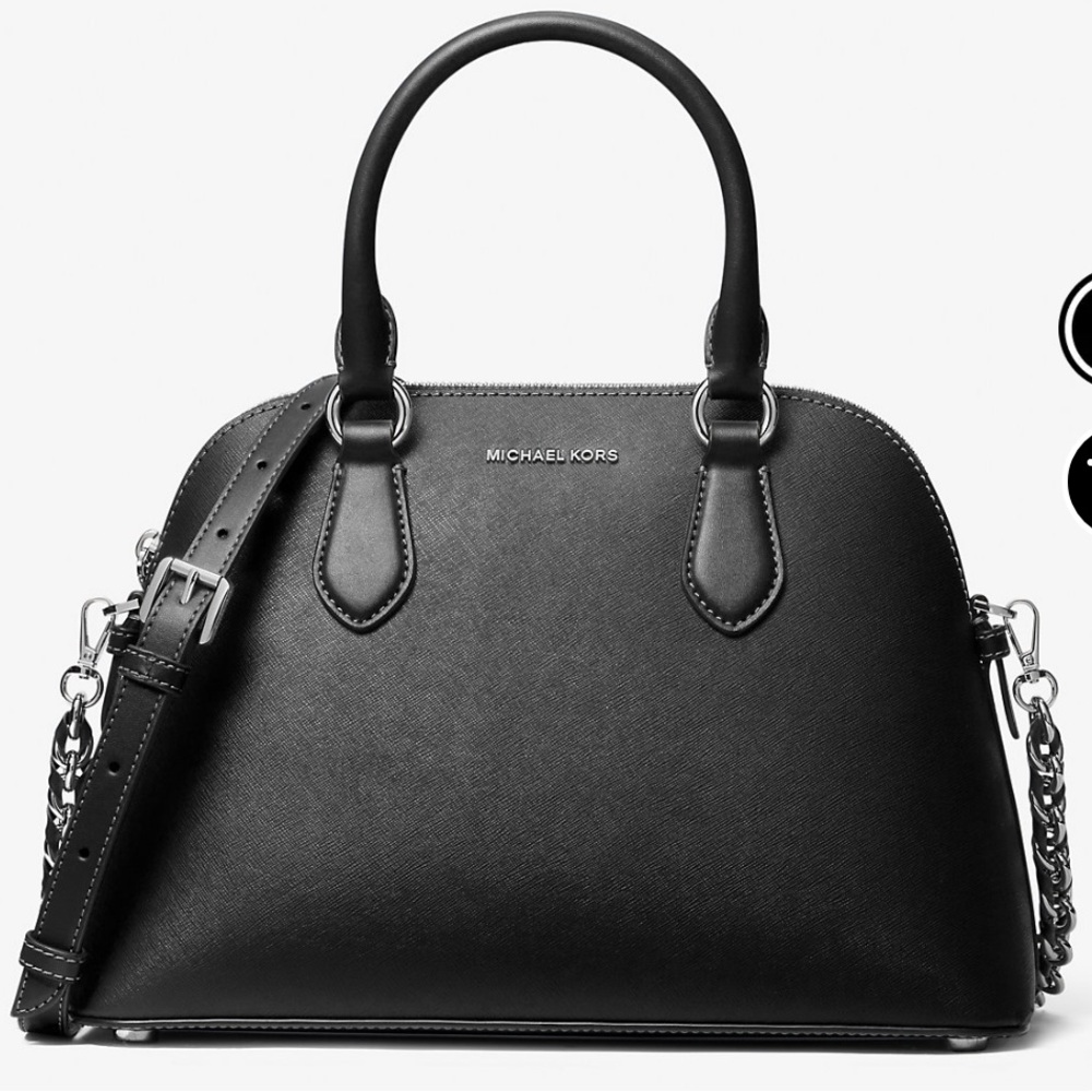 NWOT Michael Kors Black Satchel with Silver Accent